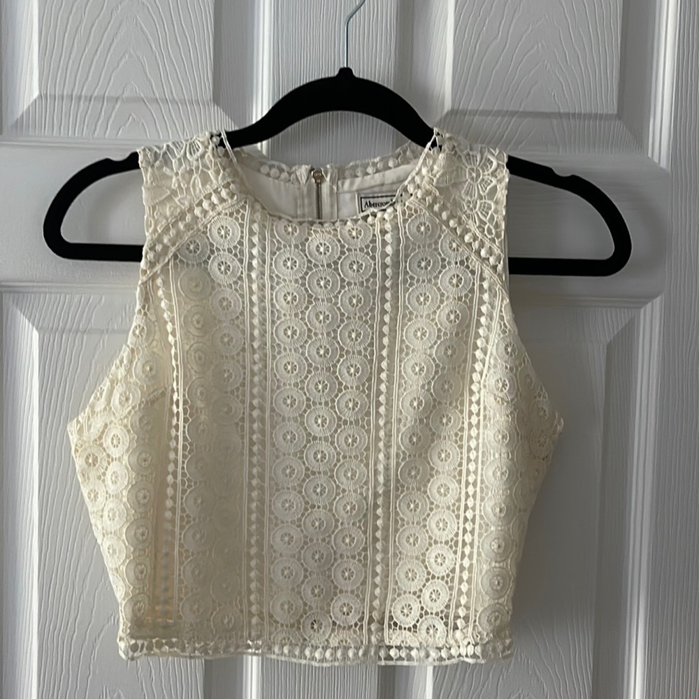 Abercrombie Lace Zip Up Crop Top